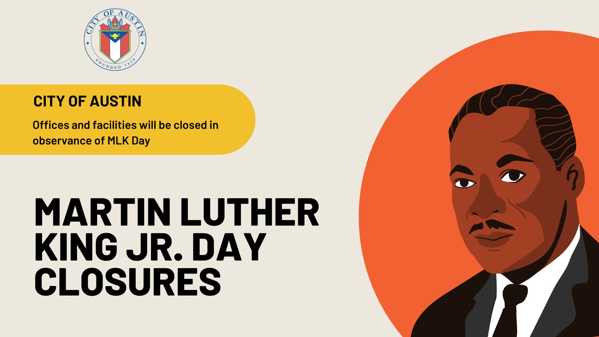 City Closures for Martin Luther King, Jr. Day AustinTexas.gov